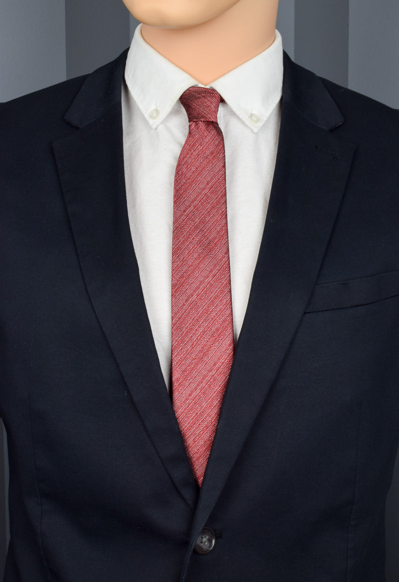 Vintage Jonathan David Solid Red Skinny Polyester Necktie