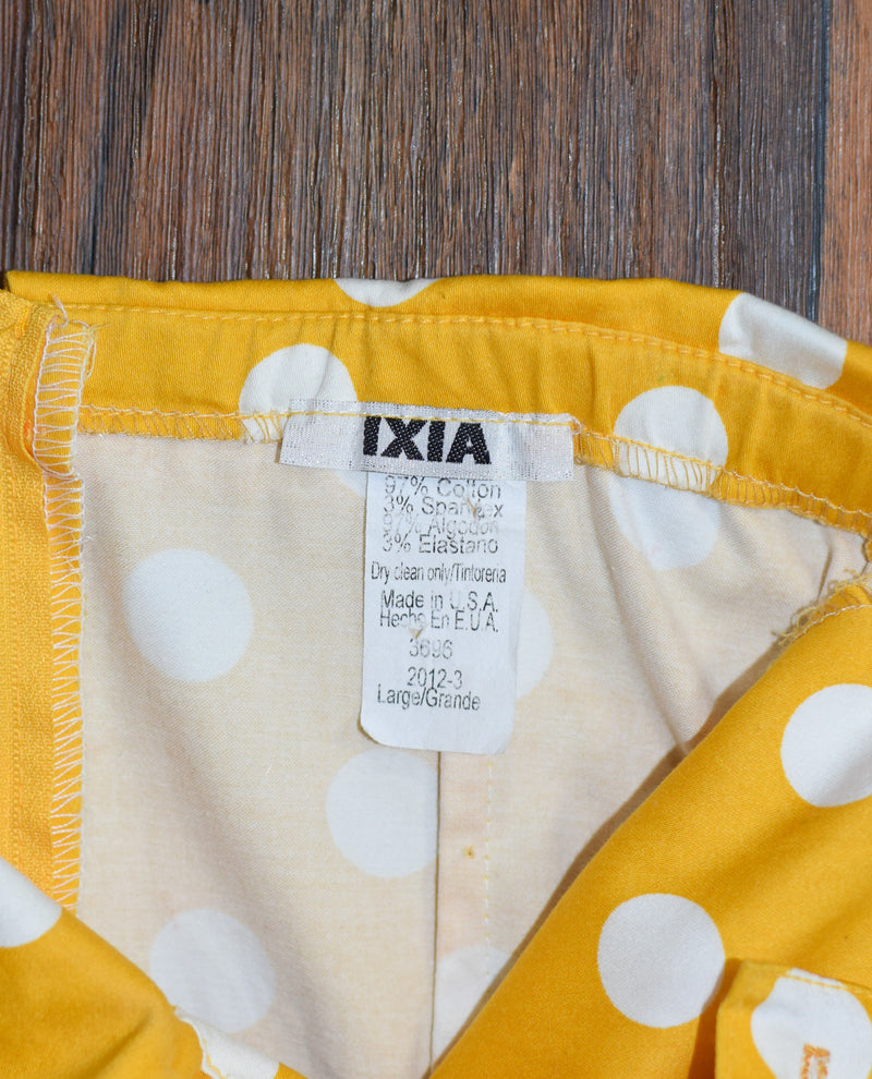 Vintage 90's Yellow Polka-Dot IXIA Halter Mini Fit and Flare Retro Dress - Large