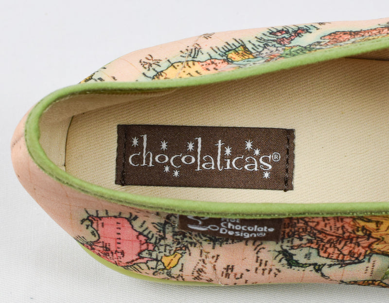 New - HOT CHOCOLATE DESIGN "Chocolaticas" Map Design Mary Jane Flats
