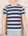 Vintage SCRUBS by LORD JEFF Blue & White Striped Short Sleeve Polo - M