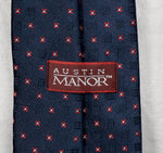 Vintage Austin Manor Dark Blue & Red Geometric Necktie