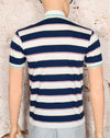 Vintage SCRUBS by LORD JEFF Blue & White Striped Short Sleeve Polo - M
