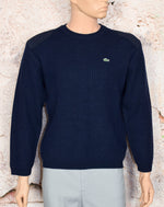 Dark Blue LaCOSTE Pullover Sweater w/ Shoulder Patches