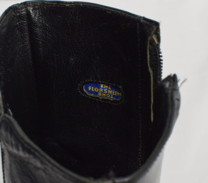Vintage Black 70s The FLORSHEIM SHOE Leather Ankle Beatle Boots - 7-1/2 D