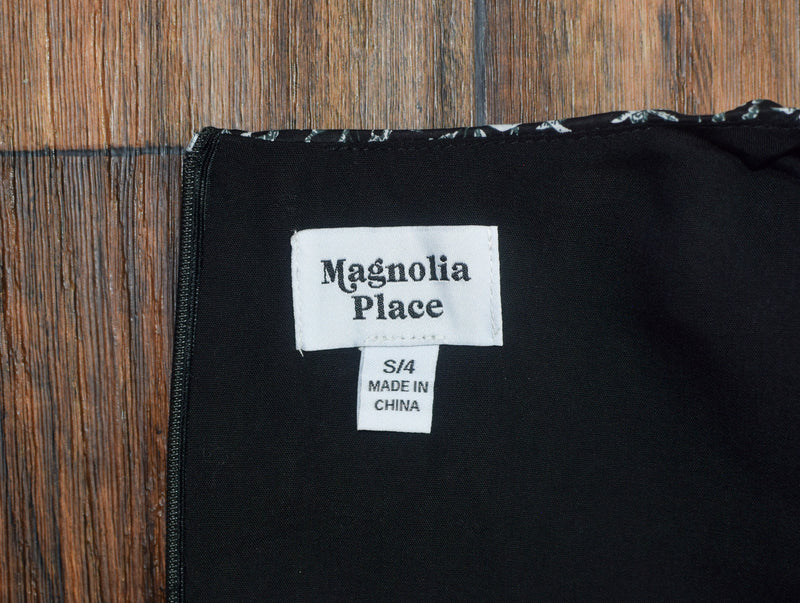 New w/ Tags UNIQUE VINTAGE X MAGNOLIA PLACE Black & White Leaf Print Swing Dress