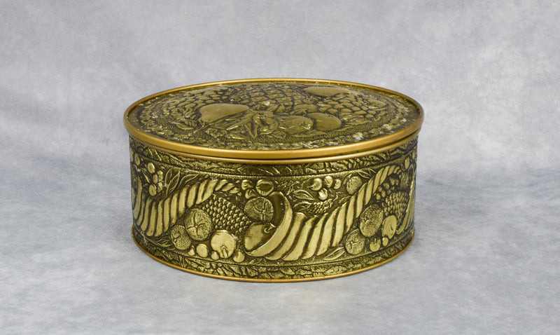 Vintage Smith Crafted Gold Embossed Cornucopia Tin