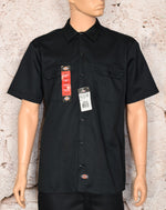 NWT - Solid Black DICKIES "Original Fit" Button Up Short Sleeve Shirt - M