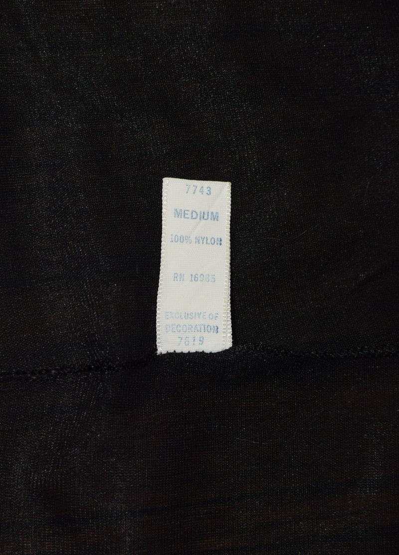 Vintage 60s Black VAL MODE Sheer Nylon Mini Lingerie Nightgown - M