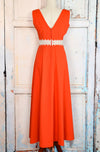 Vintage 60s/70s Red MARTA 'D Polyester Maxi Dress - 10