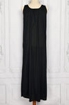 Vintage 70s Black Nylon Maxi Nightgown