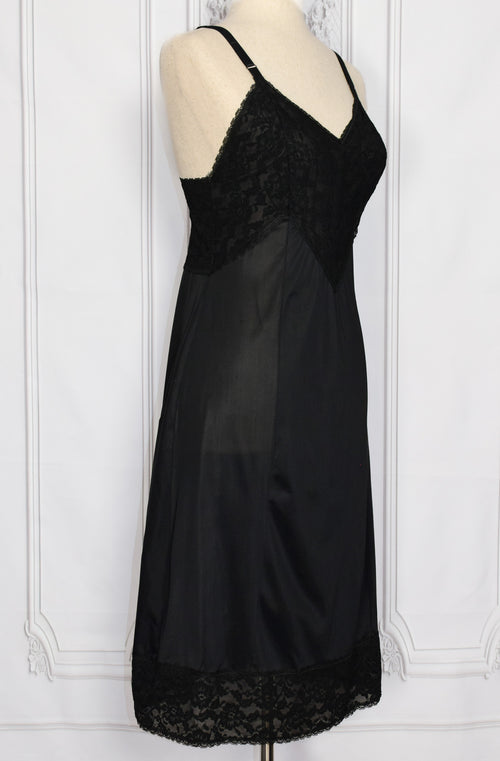 Vintage 60s Black CHARMODE Sears, Roebuck and Co. Nightgown Slip Dress - 38