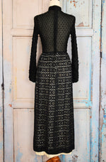 Rare - Vintage Black 70s YOUNG EDWARDIAN by ANPEJA Fit & Flare Long Sleeve Dress - 7