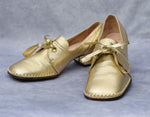 Vintage Gold Textured Leather JACQUELINE "Meridith" Square Toe Pumps - 4