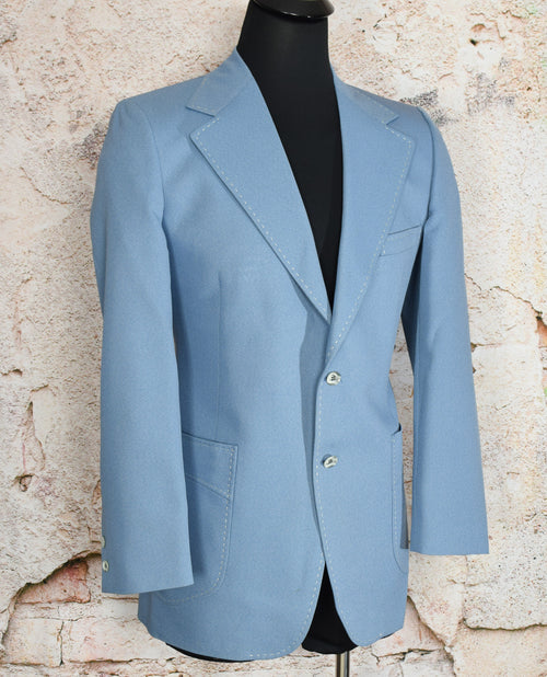 Vintage Blue JOHNNY CARSON Single Stitch Tuxedo Style Blazer - 30