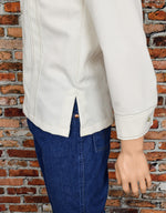 Vintage 70s White LEVI'S PANATELA TOPS Long Sleeve Snap Button Up Shirt Jacket - Small