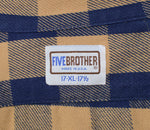 Vintage 90's Blue & Tan Plaid FIVE BROTHER Heavy Flannel Long Sleeve Button Up Shirt - XL