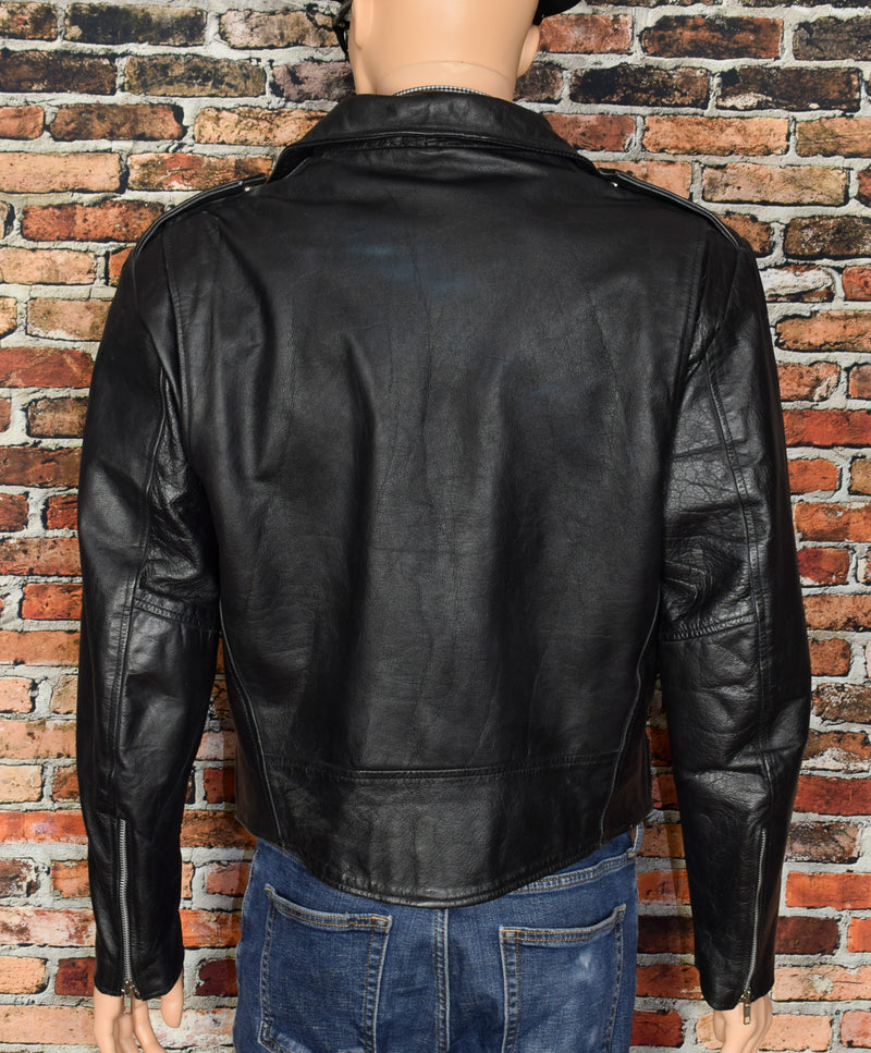 Vintage Black Leather WILSONS "The Leather Experts" Heavy Biker Jacket - L