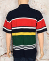 Men's Vintage BASIC OPTIONS Striped Short Sleeve Polo - L