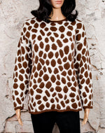 Vintage 80s Brown/White Giraffe Print MAGLICA DONNA Italian Knit Pullover Sweater