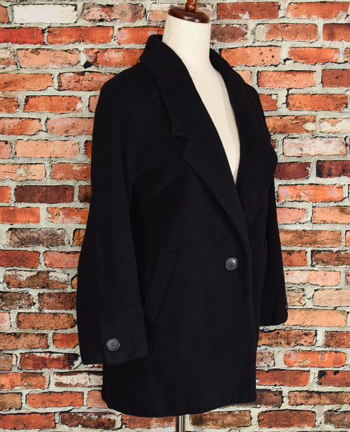Vintage 80's Black PAVILLION PETITE Pure Wool Coat