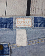 Vintage 80s Blue Acid Wash BONJOUR INTERNATIONAL High Waisted Jean Skirt - 12
