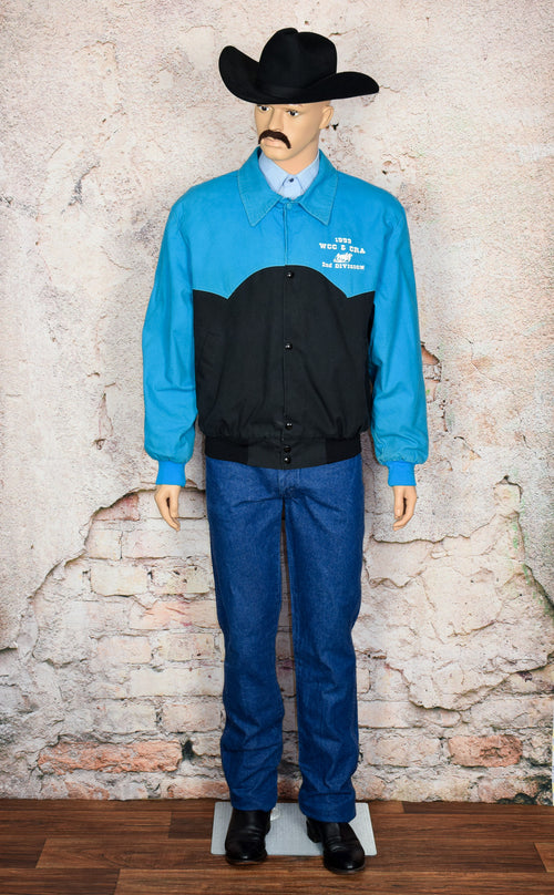 Vintage 90's Blue & Black WEST ARK Polyester Snap Button Bomber Jacket - XL