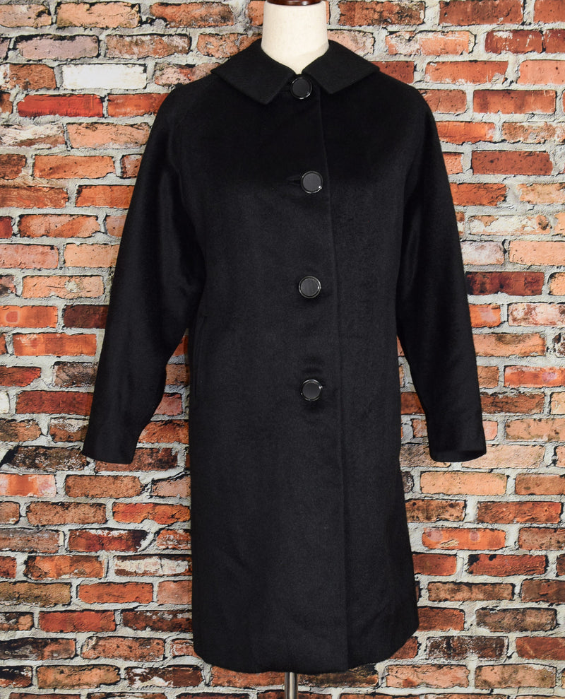 Vintage 50s/60s Black Tailored by MANDROW Wool Dress Coat