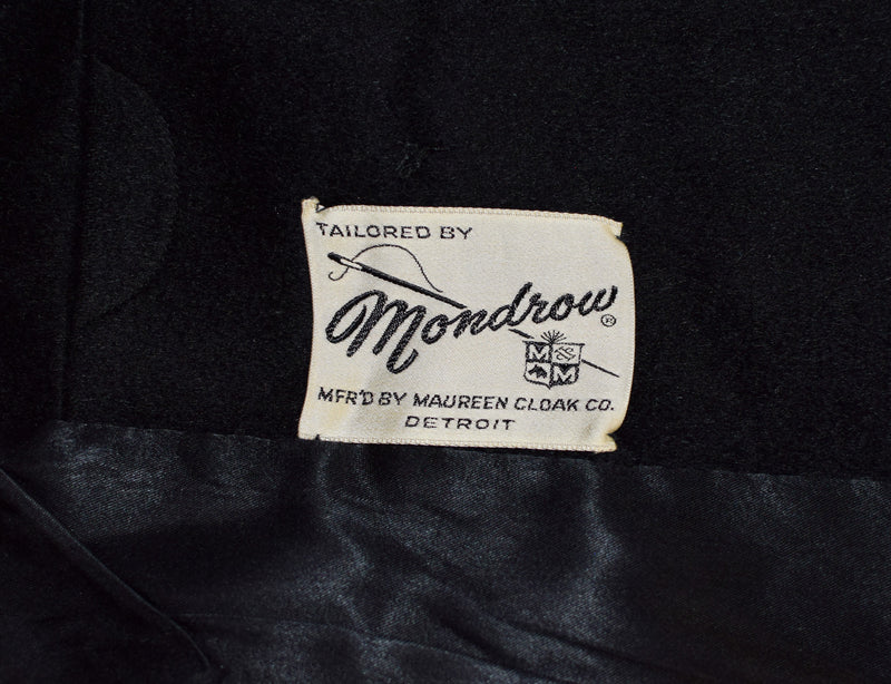Vintage 50s/60s Black Tailored by MANDROW Wool Dress Coat