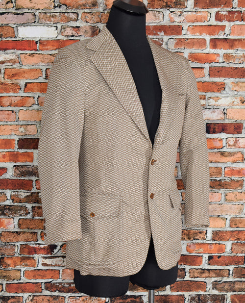 Vintage 70's Brown UNBRANDED Herringbone Chevron Polyester Sports Coat
