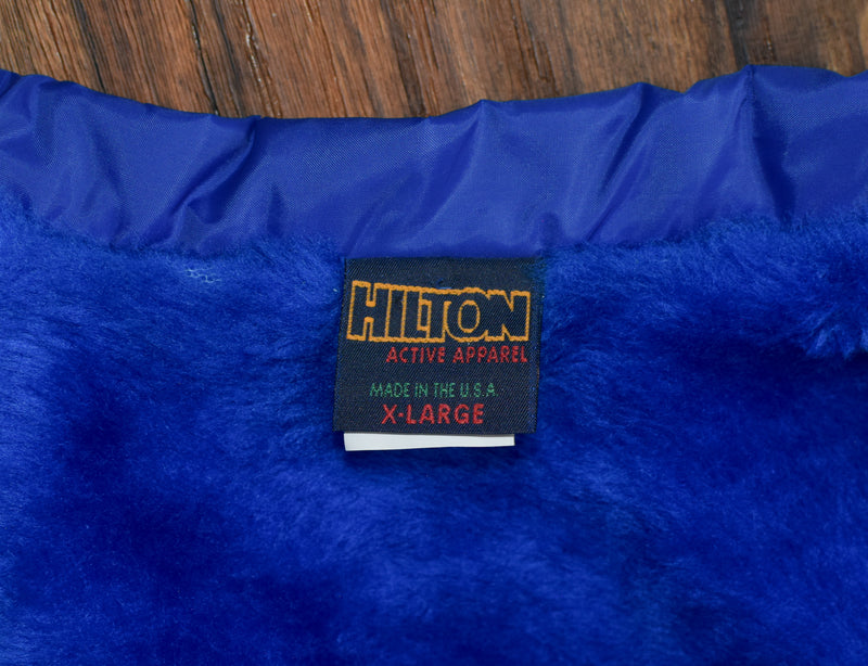 Vintage Blue Nylon HILTON "Active Apparel" Snap Button Jacket - XL