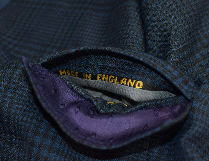 Vintage Black & Blue Plaid UNBRANDED England Made 2pc. Suit