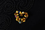 Vintage Made in Austria Gold Tone Heart Shaped Floral Brooch