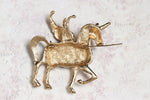 Gold Tone Rhinestone Unicorn Brooch