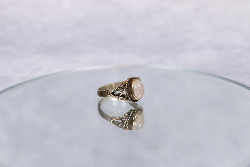 Silver Tone Faux Moonstone Ring - 5.5