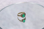 Silver Tone Emerald Moonstone Ring