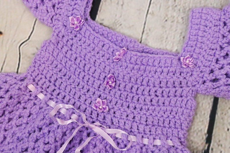 Vintage Purple Knitted Toddler Sweater Dress