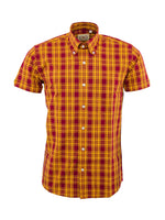 New w/ Tags RELCO LONDON Burgundy & Mustard Check Button Down Shirt