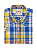 New w/ Tags RELCO LONDON Yellow & Blue Check Button Down Shirt