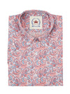 New w/ Tags RELCO LONDON Red & Blue Short Sleeve Button Down Paisley Shirt