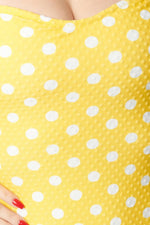 NWT - UNIQUE VINTAGE Yellow & White Polka-dot "Barbara" One Piece Swimsuit