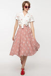 NWT - UNIQUE VINTAGE X MAGNOLIA PLACE Red Gingham & Floral Eyelet Sally Swing Skirt