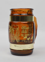 Vintage Mini Colorado Royal Gorge Amber Glass Souvenir Beer Mug Glass w/ Wooden Handle
