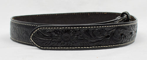 Women's Nocona Belt Co. Black Floral Textured Western Belt