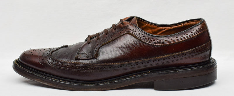 Vintage Brown JCPENNY Textured Leather Wingtip Oxford Shoes - 9 B