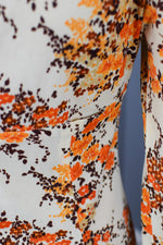 Vintage 60s Orange/Brown Floral UNBRANDED Long Sleeve Mini Dress