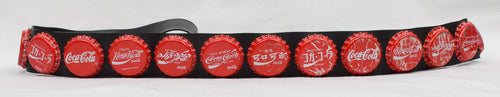 Coca-Cola Around the World Red Bottle Cap Adjustable Belt w/ Seat Belt Buckle