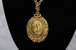 Vintage Gold Tone Solid Perfume Cameo Necklace