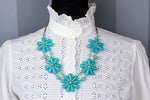 Vintage Beaded Turquoise Flower Cluster Statement Piece Necklace