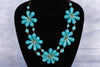 Vintage Beaded Turquoise Flower Cluster Statement Piece Necklace