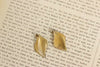 Gold Tone Rippled Leaf Drop Earrings